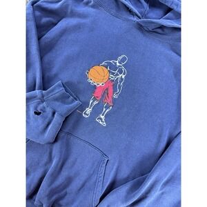 Vintage AND1 Basketball Hoodie Mens XL Blue Streetball Pullover Sweatshirt